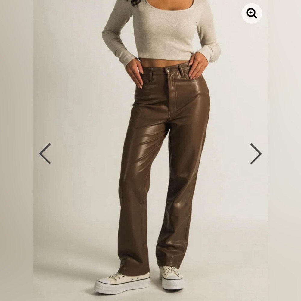 NWOT - Brown faux leather Harlow pants size M